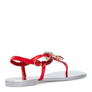 Strawberry red crystals flat sandals