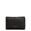 Black croco embossed leather clutch