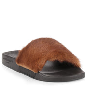 Brown mink slide sandal