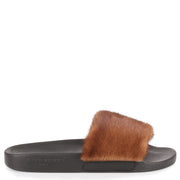 Brown mink slide sandal