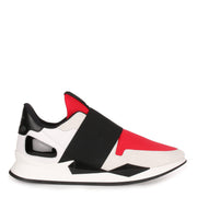 Black and red elastic runner sneaker