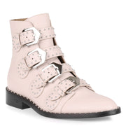 Elegant flat blush leather boot