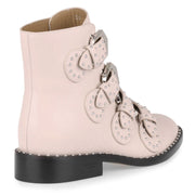 Elegant flat blush leather boot