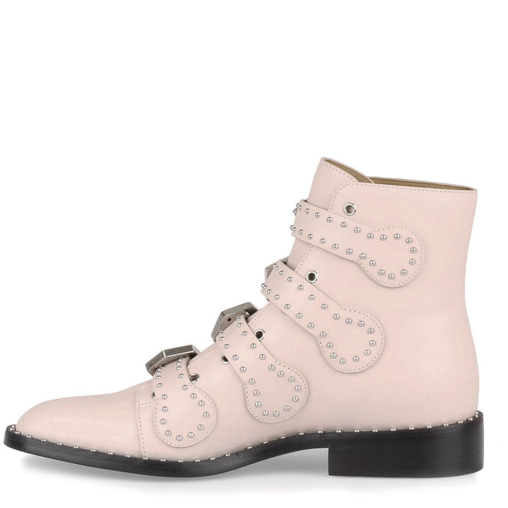 Elegant flat blush leather boot