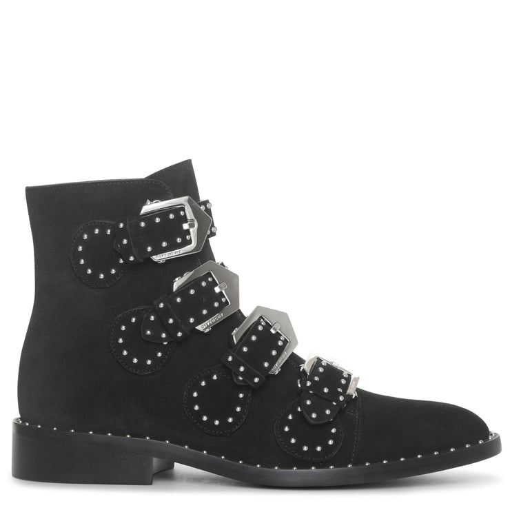 Elegant flat black suede boot