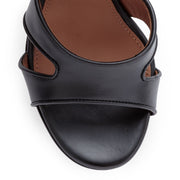 Black leather shark-lock sandals