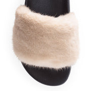 Light beige mink slide sandals