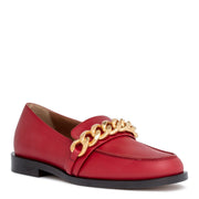 Dark red leather chain loafers