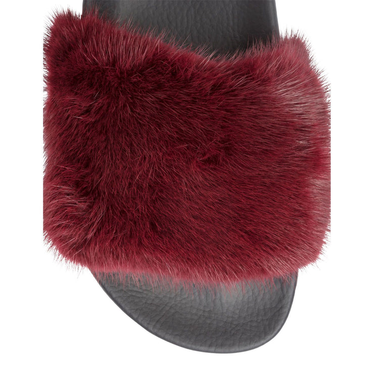 Burgundy mink slide sandals