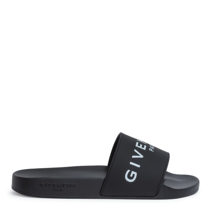 Black rubber slide sandals