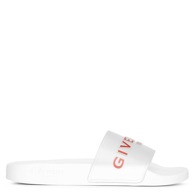 Clear and white rubber slides sandals