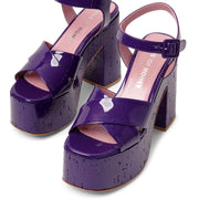 Lacquer Doll dark purple patent platform sandals