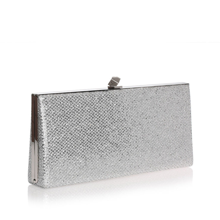 Celeste silver glitter clutch