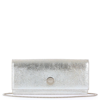 Fie champagne leather clutch