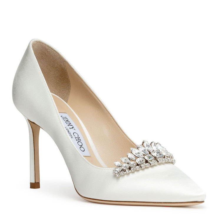 Romy 85 tiara satin crystal pumps