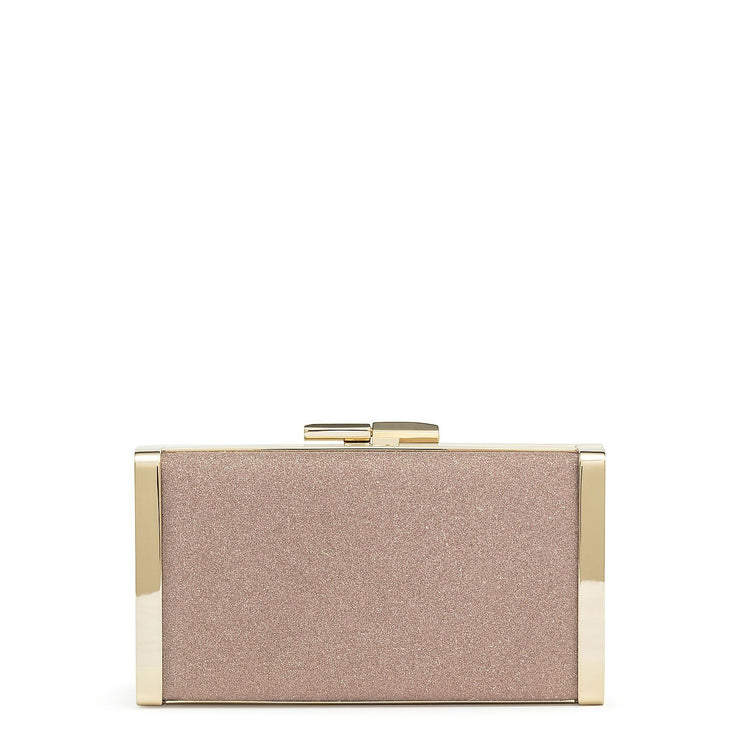 J Box ballet pink glitter clutch