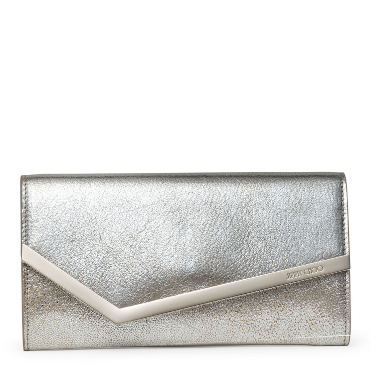 Emmie gold leather clutch