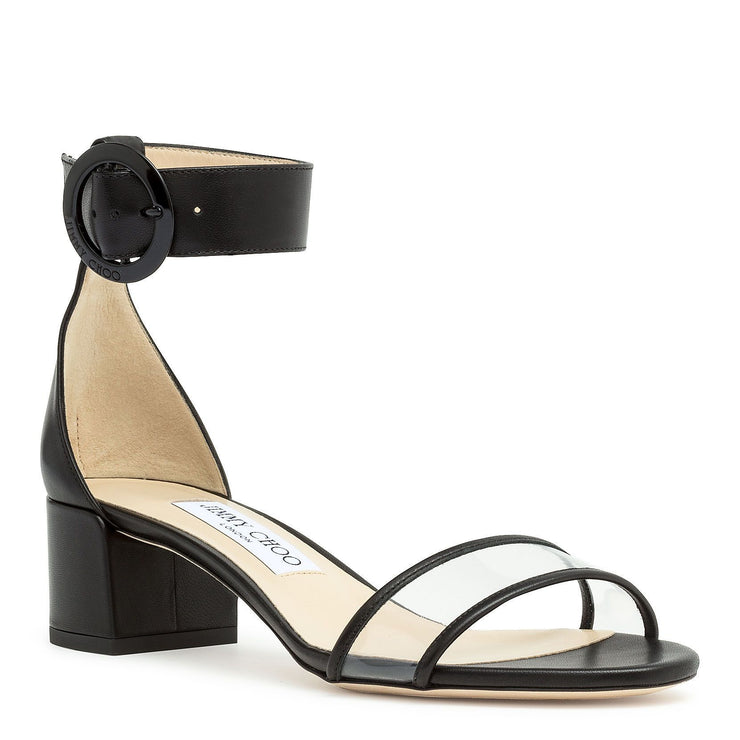 Black nappa and clear plexi 40 sandals