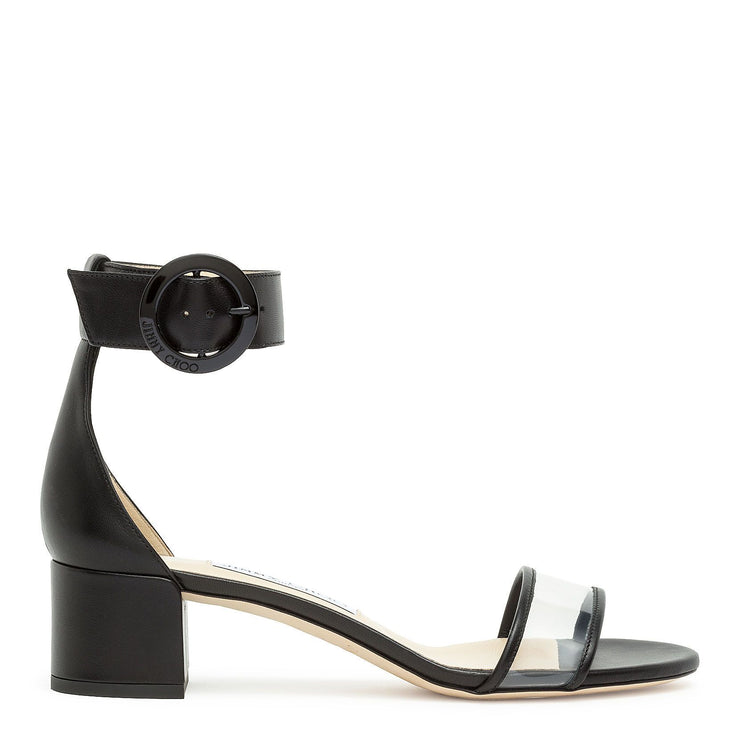 Black nappa and clear plexi 40 sandals