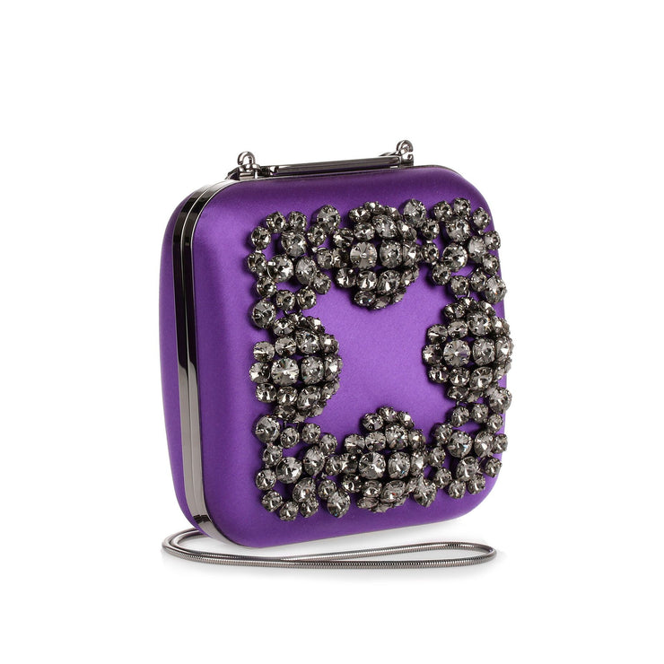 Hangi Petunia purple crystal silk clutch