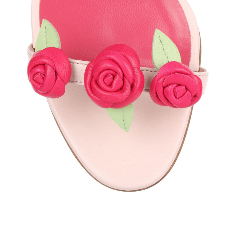 Xafiore pink leather rose sandal