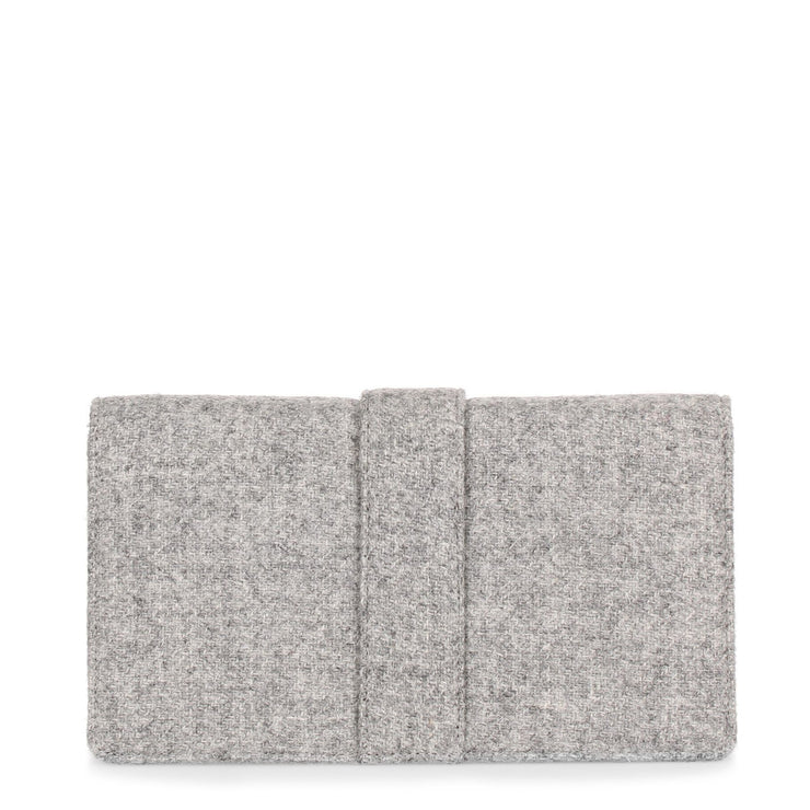 Capri grey tweed embellished clutch