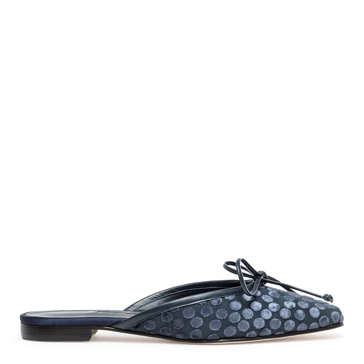 Ballerimu navy blue satin mule flats