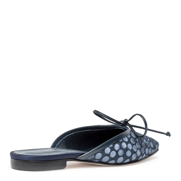 Ballerimu navy blue satin mule flats