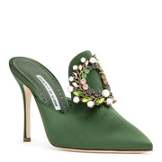 Tilda 105 green satin mules