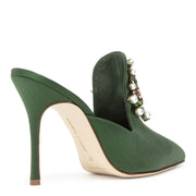 Tilda 105 green satin mules