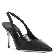 Allura black watersnake slingback pumps