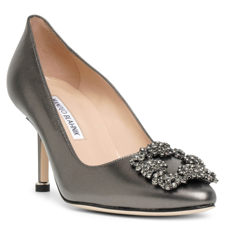 Hangisi 70 dark grey metallic nappa pumps