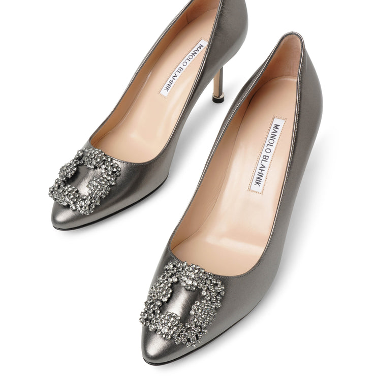 Hangisi 70 dark grey metallic nappa pumps