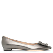 Hangisi flat dark grey metallic nappa ballerinas