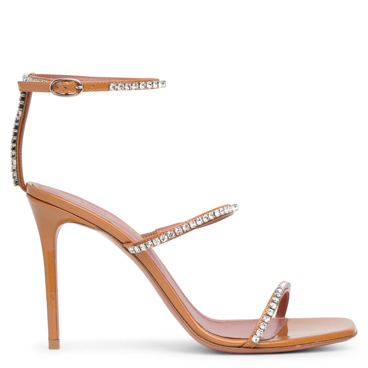 Gilda embellished patent tan leather sandals