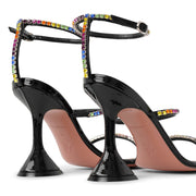 Gilda embellished patent black leather sandals