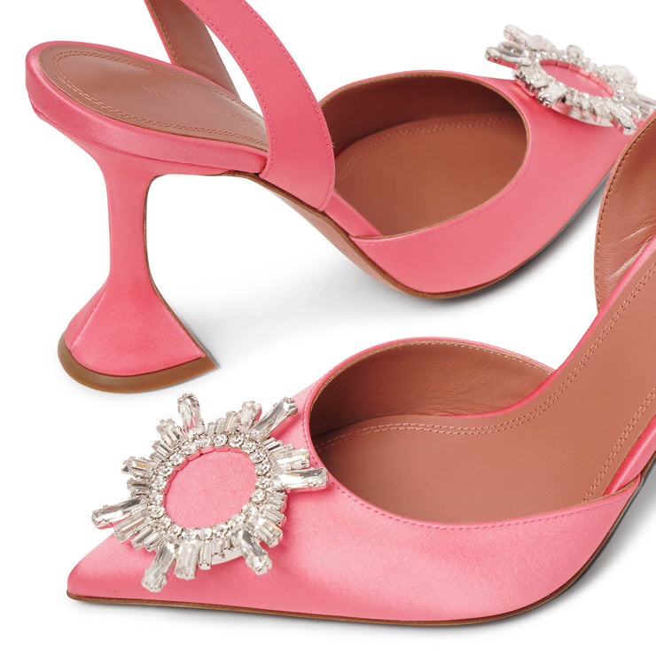 Begum sling crystal embellished pink satin pumps