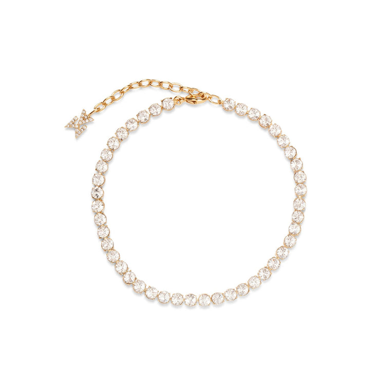 Tennis anklet white and gold crystals