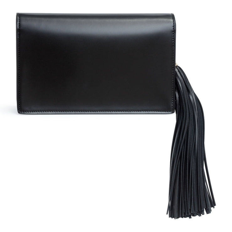 Pochette black golden logo clutch