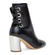 Black leather 70 eyelet boots