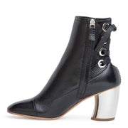 Black leather 70 eyelet boots