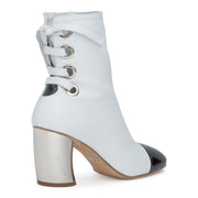 White leather 70 eyelet boots