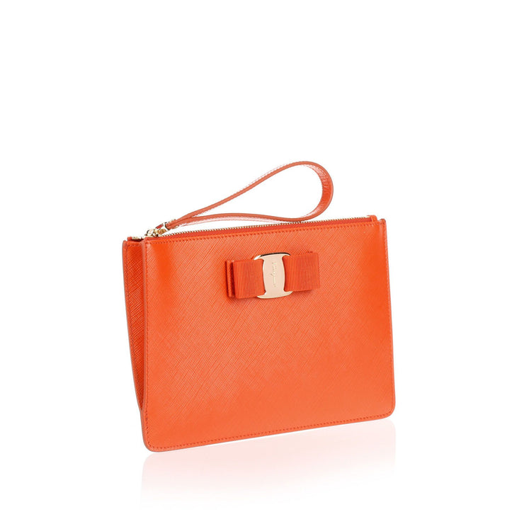 Orange leather Vara pouch