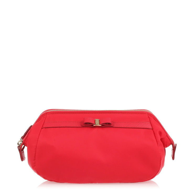 Red Nylon Cosmetic Bag