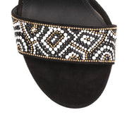 Ella Mosaic black suede sandal