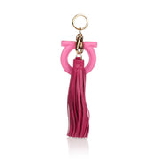 Pink leather Gancio keyring