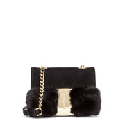 Vara Rainbow black mink bow bag