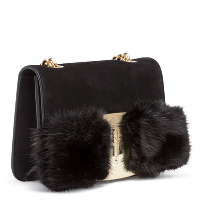 Vara Rainbow black mink bow bag