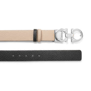 Gancini Reversable and Adjustable silver beige belt