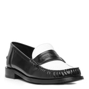 Irina black and white leather loafers